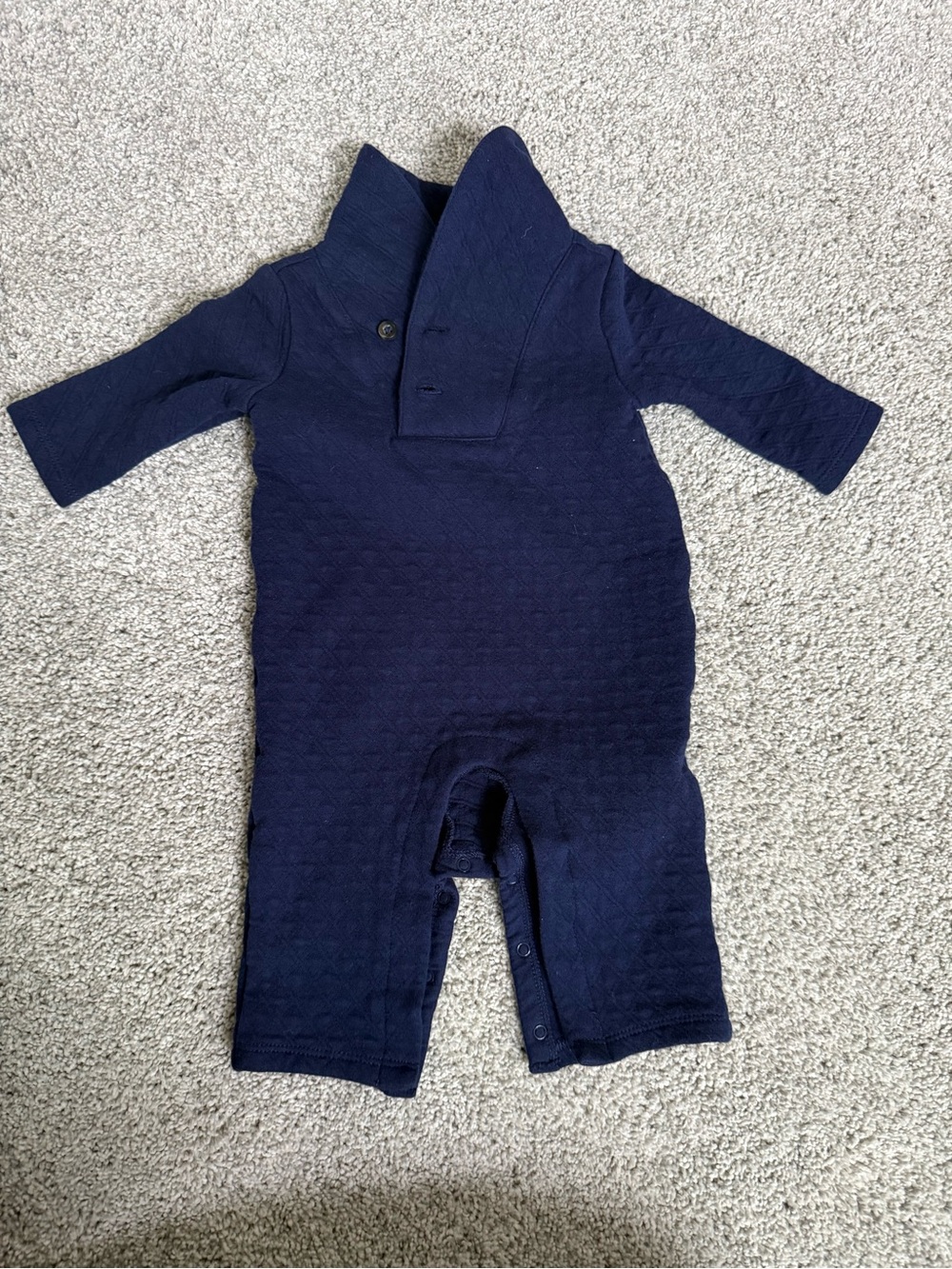 Janie and Jack Navy Quilted Baby Romper